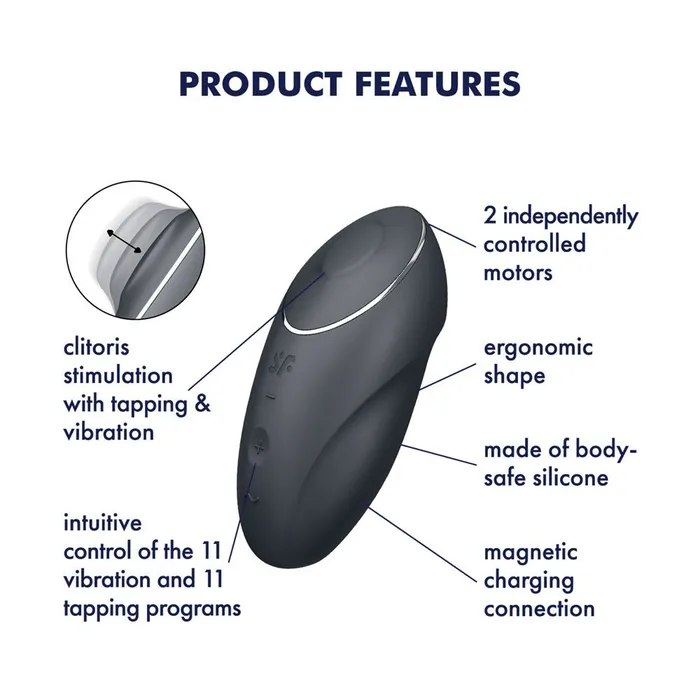 Satisfyer Vibrators Satisfyer Tap Climax 1 Grey USB Rechargeable Pulsing Stimulator Satisfyer Vibrators Satisfyer Tap Climax 1 Grey USB Rechargeable Pulsing Stimulator