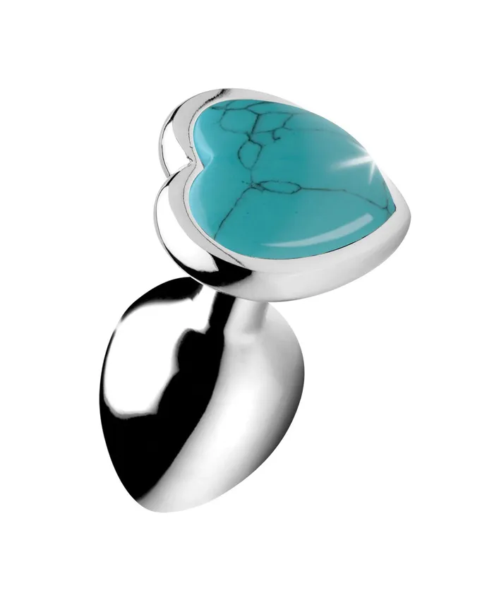 Turquoise Heart Anal Plug Small XR Brands Booty Sparks Male Sex Toys