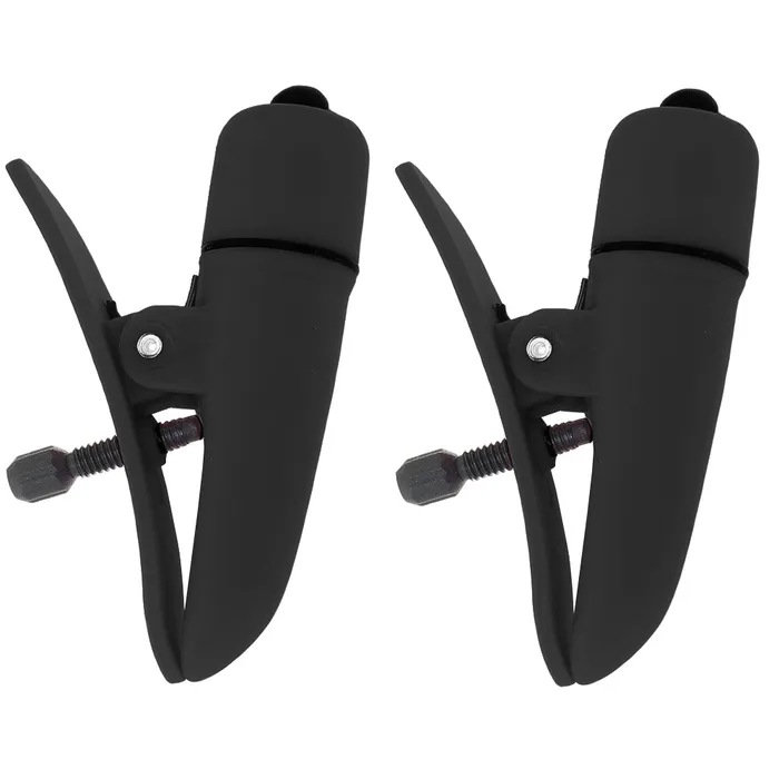 Couples nipple play Nipplettes Vibrating Clamps in Black CalExotics