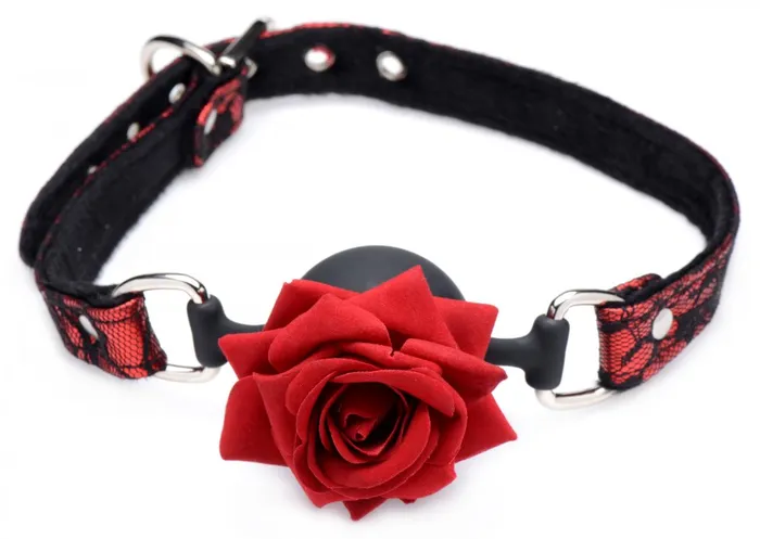 Male Sex Toys Master Series Silicone Ball Gag with Rose