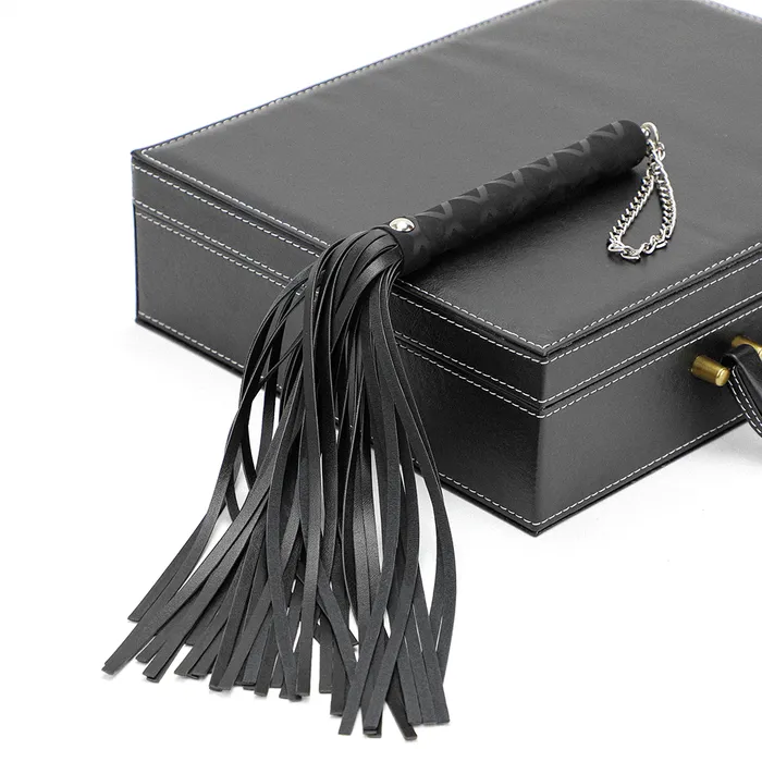ZYL Faux Leather Flogger With Chain Finger Loop ZYL Leather Male Sex Toys