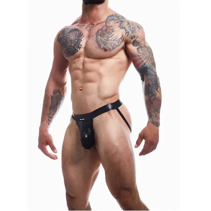 Cut 4 Men C4M Ergonomic Black Leatherette Jockstrap Extra Large Mens Underwear
