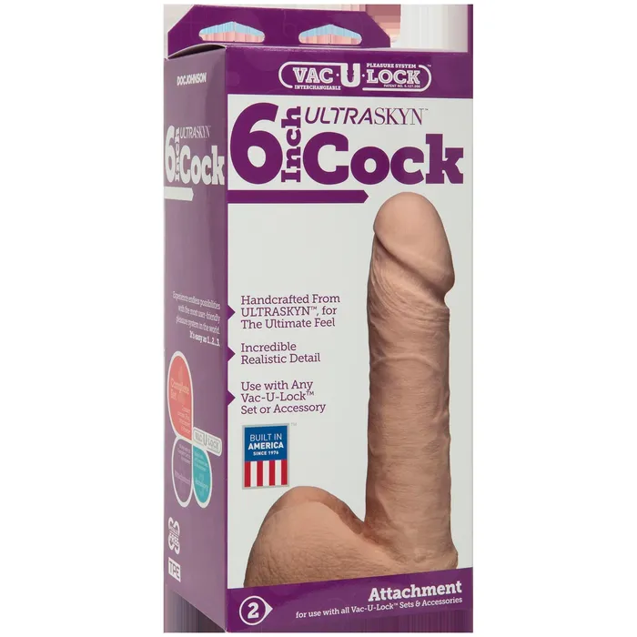 Dildos Doc Johnson VacULock 6 Inch Ultraskyn Cock Vanilla