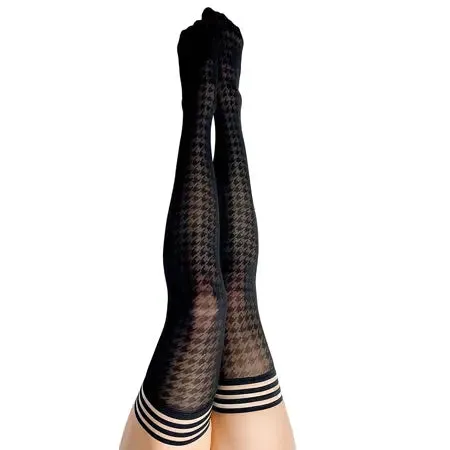 Kixies Inc Anal Kixies Meaghan Houndstooth ThighHigh Black Size A