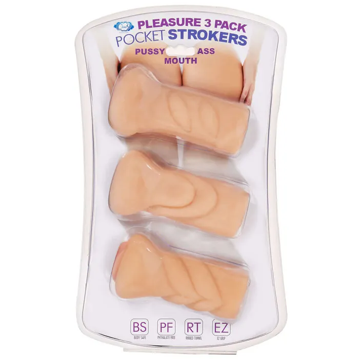 Male Sex Toys Cloud 9 Novelties Trio Stroker Pussy Ass Mouth Masturbator Kit Flesh