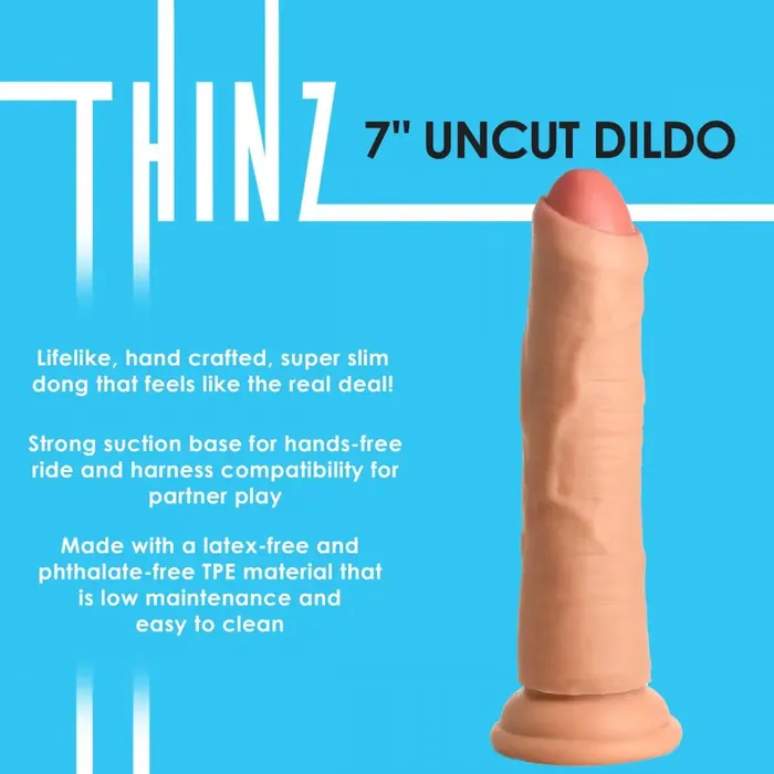 Realistic Uncircumcised Dildo 7 Inch Uncut Dildo Curve Toys Dildos