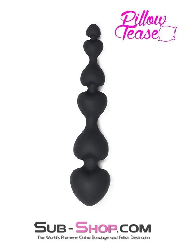 1426M Black Silicone Heart Beaded Anal Massager Moonwell Anal