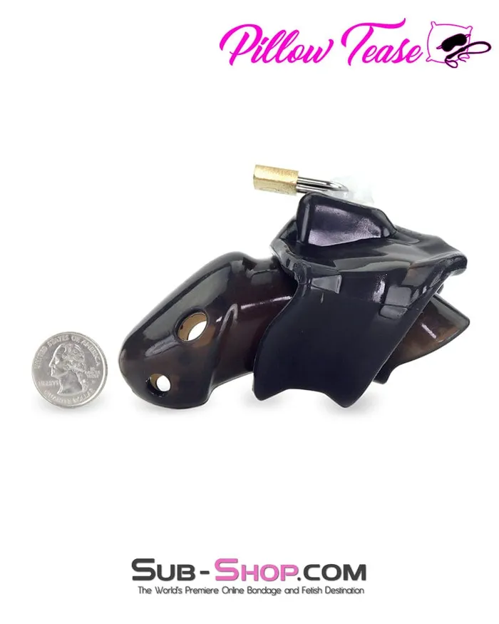 Aria Male Sex Toys 3459ARSIS Spiked Black Locking Silicone Sissy Chastity Cage with Ball Stretching Cock Ring
