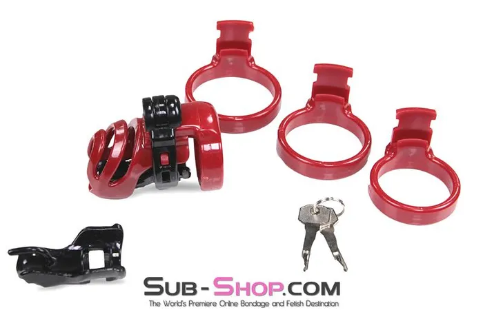 Moonwell Male Sex Toys 1559M Red Knight High Security Hinged Locking Male Chastity Device MEGA Deal